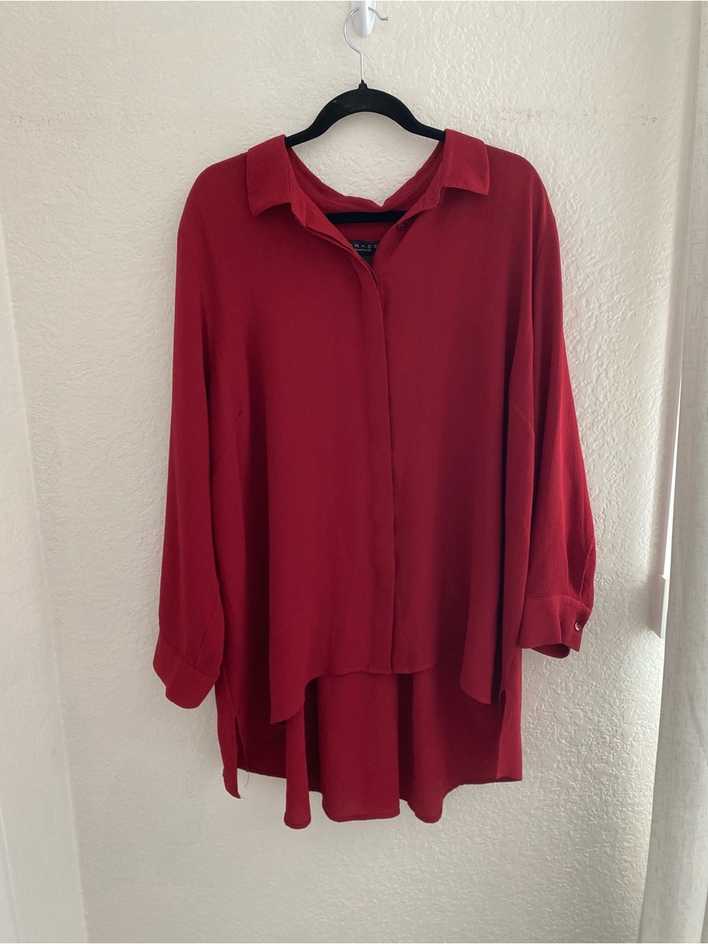 Grace Red Button-Down Blouse